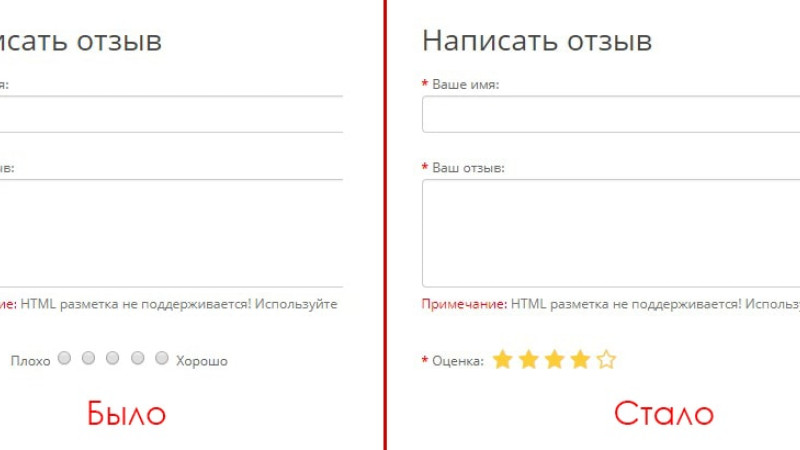 Рейтинг отзыва в виде звезд OpenCart