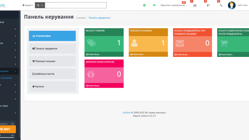 Напоминание о брошенной корзине для OpenCart
