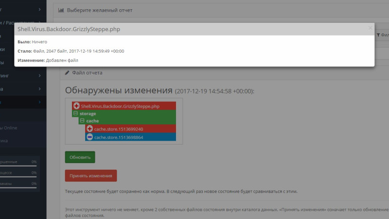 File change report OpenCart