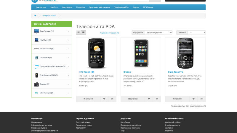 Раскрывающееся меню категорий для OpenCart