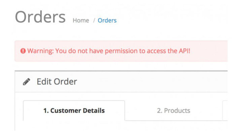 Модуль Fix API error OpenCart